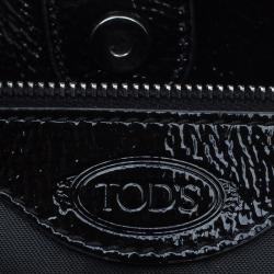 Pre Owned Tod's Black Patent Leather Signature Shopper Tote