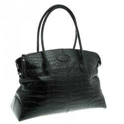 Pre Owned Tod's Dark Green Alligator Lady D Zip Tote