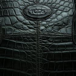 Pre Owned Tod's Dark Green Alligator Lady D Zip Tote