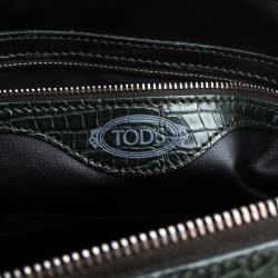 Pre Owned Tod's Dark Green Alligator Lady D Zip Tote