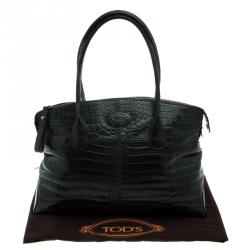 Pre Owned Tod's Dark Green Alligator Lady D Zip Tote