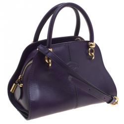 Pre Owned Tod's Purple Leather Small Sella Bowling Bag