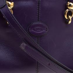 Pre Owned Tod's Purple Leather Small Sella Bowling Bag