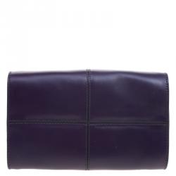 Pre Owned Tod's Purple Leather Small Sella Bowling Bag