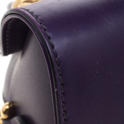Pre Owned Tod's Purple Leather Small Sella Bowling Bag