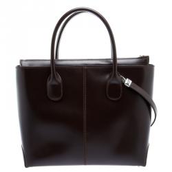 مملوكة مسبقًا Tod's Dark Brown Leather Classic D Shopping Tote