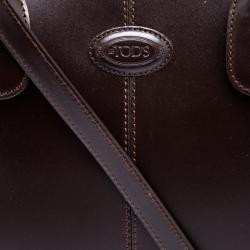 مملوكة مسبقًا Tod's Dark Brown Leather Classic D Shopping Tote