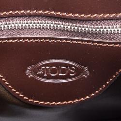 مملوكة مسبقًا Tod's Dark Brown Leather Classic D Shopping Tote