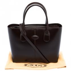 مملوكة مسبقًا Tod's Dark Brown Leather Classic D Shopping Tote