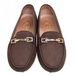 Pre Owned حذاء لوفرز تودز سويدي بني هورسبيت مقاس 38