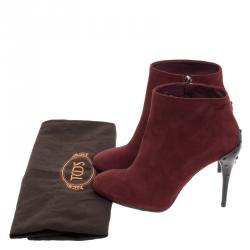Pre Owned Tod's Burgundy Suede Ankle Boots Size 37