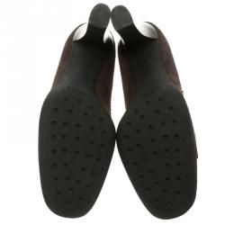 مملوكة مسبقًا حذاء كعب عالي تودز جودي لوفر سويدي بني مقاس 38