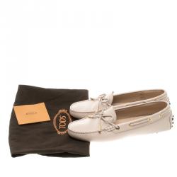 Pre Owned حذاء لوفرز تودز جلد وردي فاتح بفيونكة مقاس 39