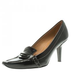 Pre Owned Tod's Black Leather Pointed Toe Loafer Pumps Size 39