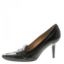 Pre Owned Tod's Black Leather Pointed Toe Loafer Pumps Size 39