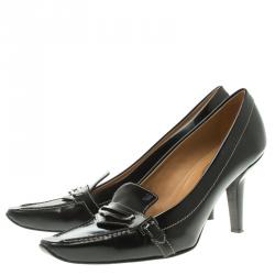 Pre Owned Tod's Black Leather Pointed Toe Loafer Pumps Size 39