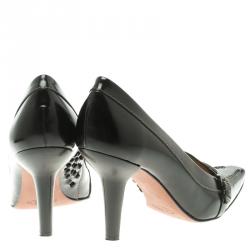 Pre Owned Tod's Black Leather Pointed Toe Loafer Pumps Size 39