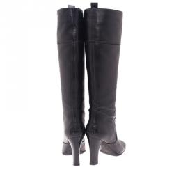 مملوكة مسبقًا بوت طويل تودز جلد أسود مقاس 38