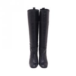 مملوكة مسبقًا بوت طويل تودز جلد أسود مقاس 38