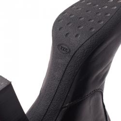 مملوكة مسبقًا بوت طويل تودز جلد أسود مقاس 38