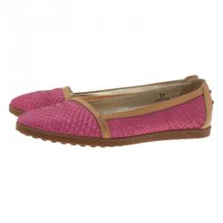 Pre Owned Tod's Pink Python Ballet Flats Size 37