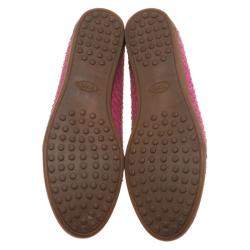 Pre Owned Tod's Pink Python Ballet Flats Size 37