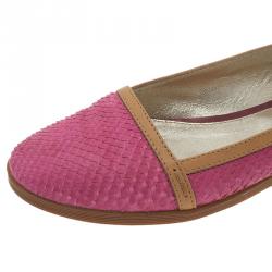 Pre Owned Tod's Pink Python Ballet Flats Size 37