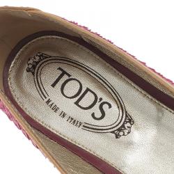 Pre Owned Tod's Pink Python Ballet Flats Size 37
