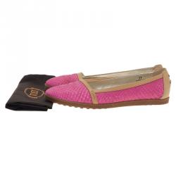 Pre Owned Tod's Pink Python Ballet Flats Size 37