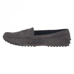 Pre Owned Tod's Grey Suede Penny Loafers Size 38