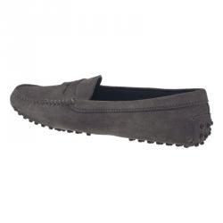 Pre Owned Tod's Grey Suede Penny Loafers Size 38