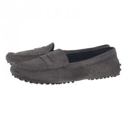 Pre Owned Tod's Grey Suede Penny Loafers Size 38