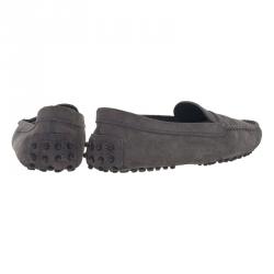 Pre Owned Tod's Grey Suede Penny Loafers Size 38