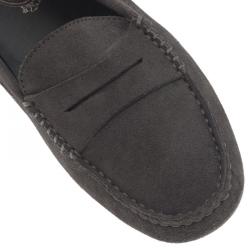 Pre Owned Tod's Grey Suede Penny Loafers Size 38