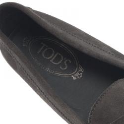Pre Owned Tod's Grey Suede Penny Loafers Size 38