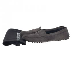 Pre Owned Tod's Grey Suede Penny Loafers Size 38