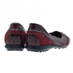 Pre Owned Tod's Red Suede and Leather Ballet Flats Size 37.5