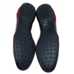 Pre Owned Tod's Red Suede and Leather Ballet Flats Size 37.5