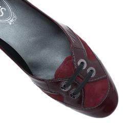 Pre Owned Tod's Red Suede and Leather Ballet Flats Size 37.5