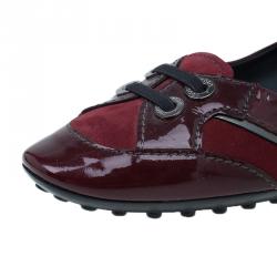 Pre Owned Tod's Red Suede and Leather Ballet Flats Size 37.5