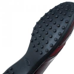 Pre Owned Tod's Red Suede and Leather Ballet Flats Size 37.5