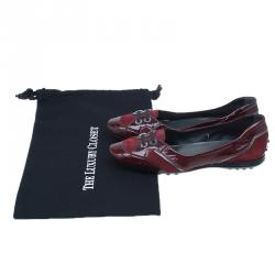 Pre Owned Tod's Red Suede and Leather Ballet Flats Size 37.5