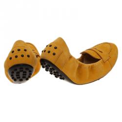 Pre Owned Tod's Yellow Suede Ballet Flats Size 39