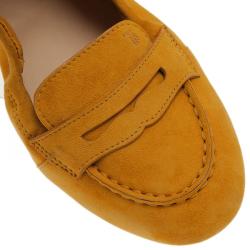 Pre Owned Tod's Yellow Suede Ballet Flats Size 39