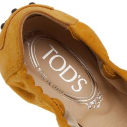 Pre Owned Tod's Yellow Suede Ballet Flats Size 39