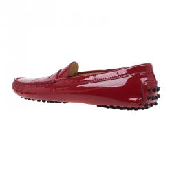 Pre Owned Tod's Red Patent Penny Loafers Size 38.5