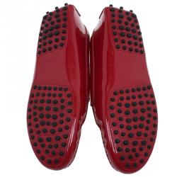 Pre Owned Tod's Red Patent Penny Loafers Size 38.5