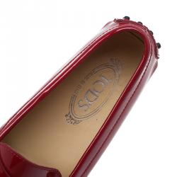 Pre Owned Tod's Red Patent Penny Loafers Size 38.5