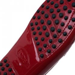 Pre Owned Tod's Red Patent Penny Loafers Size 38.5