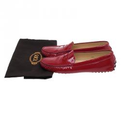 Pre Owned Tod's Red Patent Penny Loafers Size 38.5